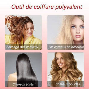 Sèche-cheveux 3-en-1 à air chaud et rotatif pour cheveux secs, bouclés et lisses - Qualité premium + Livraison gratuite 💥