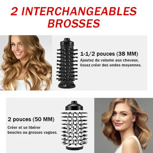 Sèche-cheveux 3-en-1 à air chaud et rotatif pour cheveux secs, bouclés et lisses - Qualité premium + Livraison gratuite 💥