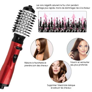 Sèche-cheveux 3-en-1 à air chaud et rotatif pour cheveux secs, bouclés et lisses - Qualité premium + Livraison gratuite 💥