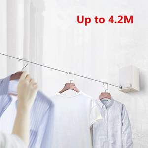 4.2m Retractable Clothesline Drying Clothes Rope Hanging Laundry Towel  String Bathroom Holder Portable Indoor Outdoor Organizers