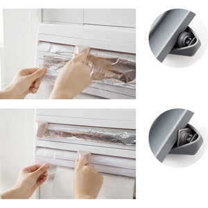 ☑Multifunction【3 in 1】Kitchen Storage Shelf Aluminum Film Plastic Wrap Cutter Hang Rack